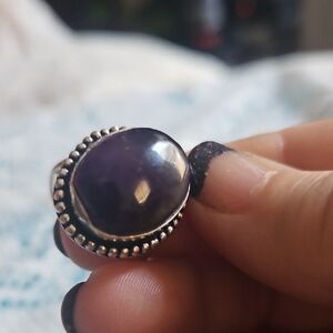 Silver Amethyst Statement Ring - Purple Gem